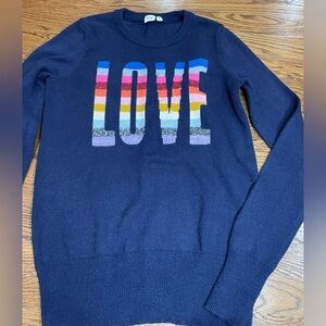 Gap Sweater Women's Small Tall Navy Blue Love Graphic  Long Sleeve Crew Neck